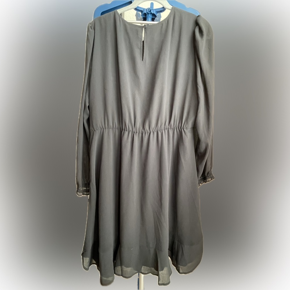 J. Crew Black Midi Dress with Puff Sleeves - Picture 2 of 8